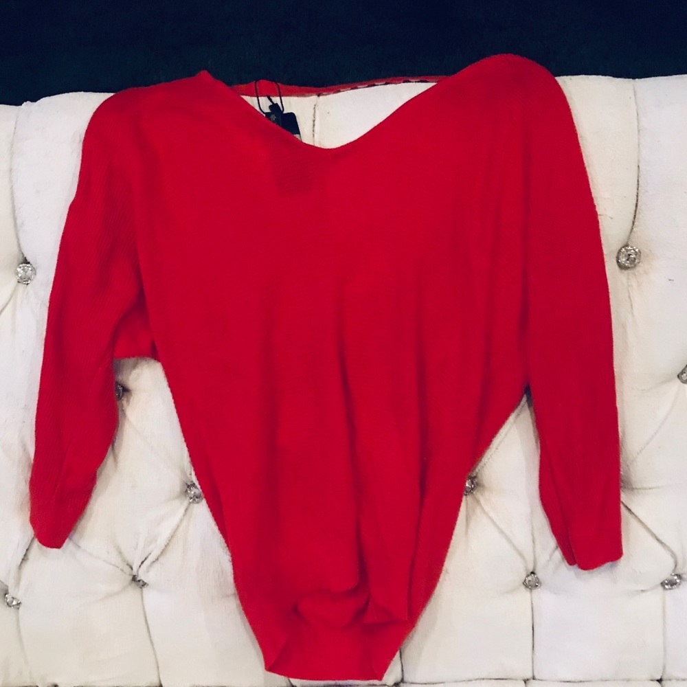 EXPRESS RED KNIT TUNIC TOP XS NWT